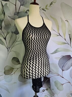 Stretchy Sheer Fishnet Dress in Black sz OS NWT